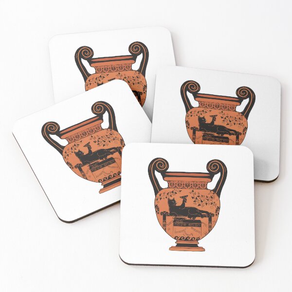 Item preview, Greek Vase Cat – Ancient Pottery Inspired Black Figure Art designed and sold by Ancient-Tales.