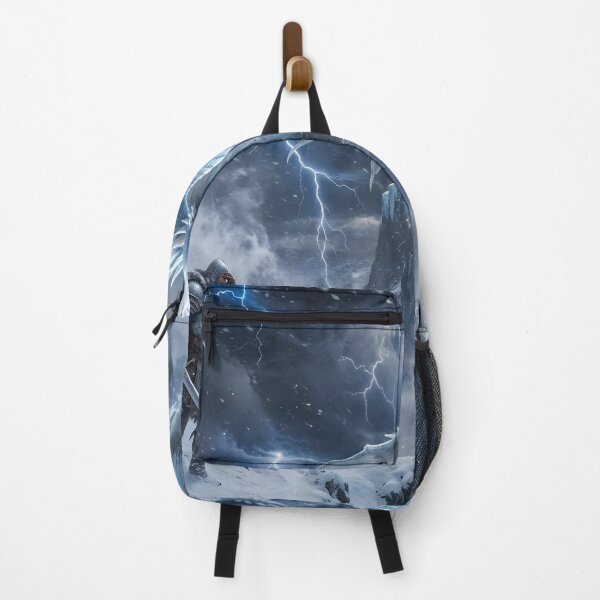 Item preview, Epic Ice Dragon Battle – Frozen Fantasy Warrior Scene with Storm Lightning designed and sold by DreamyWallVibes.