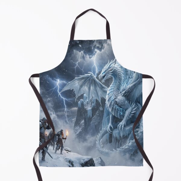 Item preview, Epic Ice Dragon Battle – Frozen Fantasy Warrior Scene with Storm Lightning designed and sold by DreamyWallVibes.
