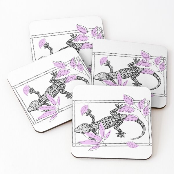 Item preview, Boho Lizard & Pink Leaves - Zen Art designed and sold by Kanniax.