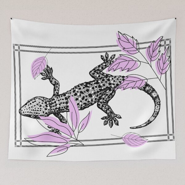 Item preview, Boho Lizard & Pink Leaves - Zen Art designed and sold by Kanniax.