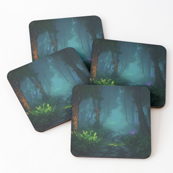 Item preview, Glowing Jungle Path – Bioluminescent Fantasy Landscape designed and sold by Luminous Wilds.