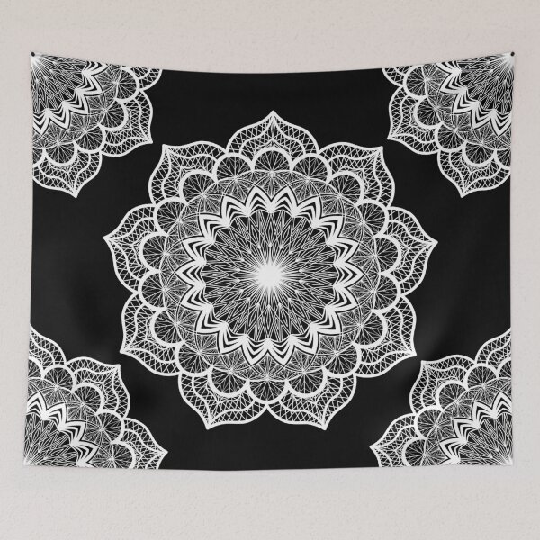Item preview, White Mandala on black designed and sold by CreaTwinkles.