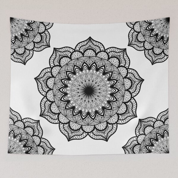 Item preview, Black Mandala on white designed and sold by CreaTwinkles.
