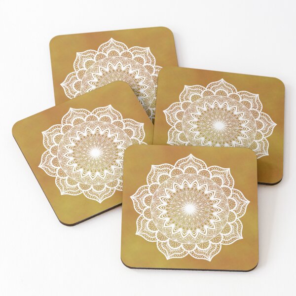 Item preview, White Mandala on gold designed and sold by CreaTwinkles.