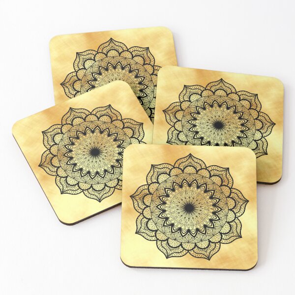Item preview, Black Mandala on light gold designed and sold by CreaTwinkles.