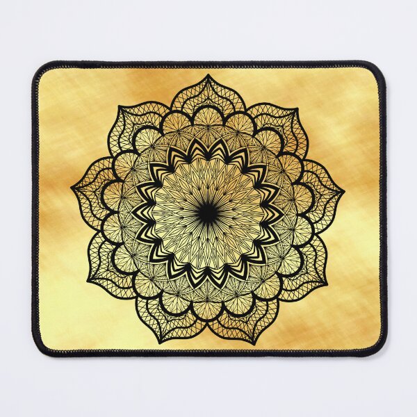 Item preview, Black Mandala on light gold designed and sold by CreaTwinkles.