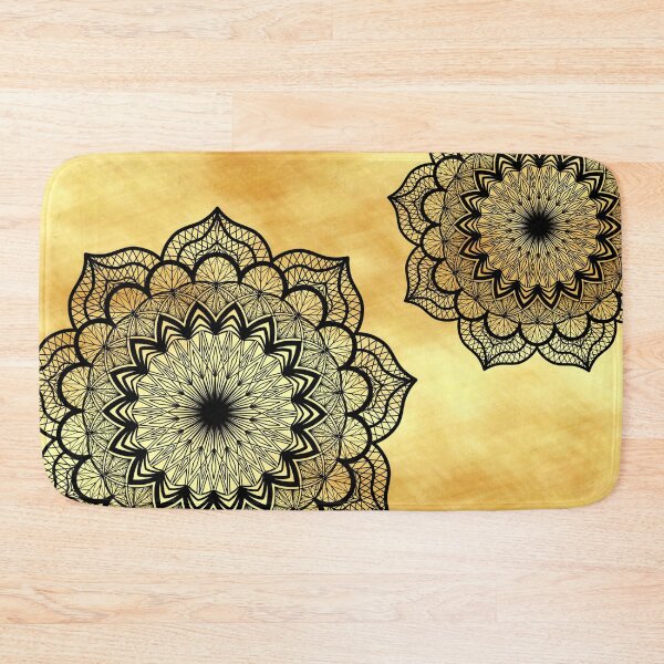 Item preview, Black Mandala on light gold designed and sold by CreaTwinkles.