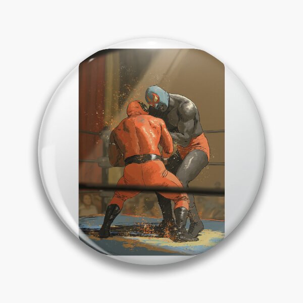 Item preview, Masked Wrestlers Grappling in Dark Ring Art designed and sold by Piotrek0001.