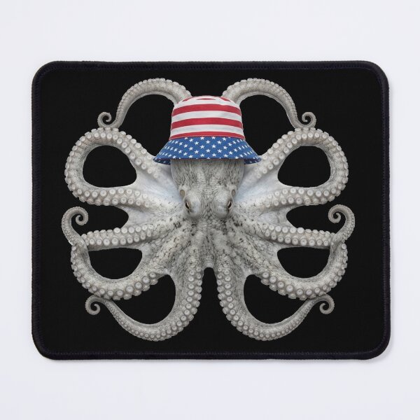 Item preview, Patriotic Octopus with American Flag Hat designed and sold by TurkiStudio.
