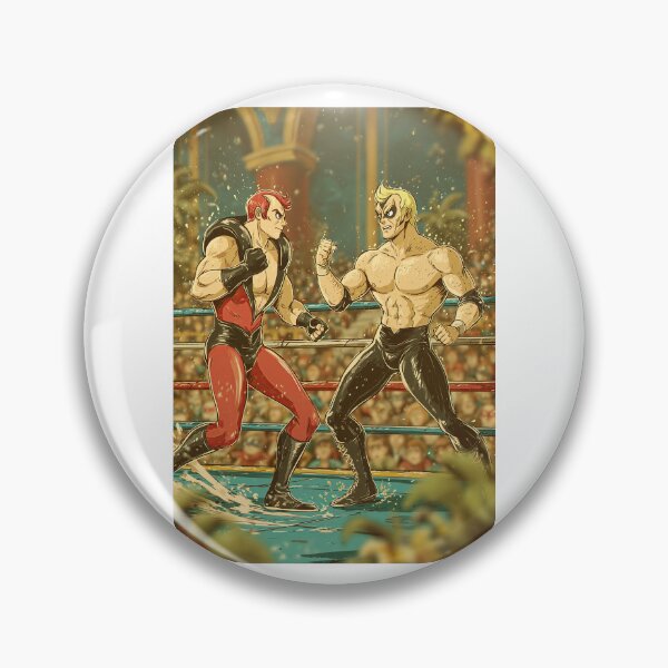 Item preview, Red and Blonde Wrestlers Facing Off Vintage Poster designed and sold by Piotrek0001.