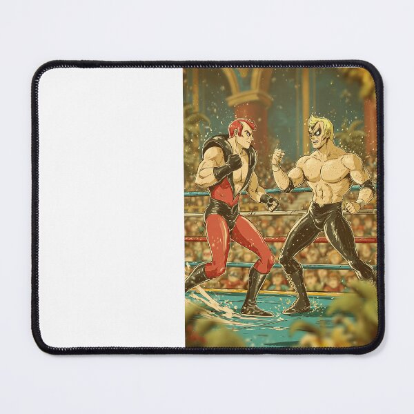 Item preview, Red and Blonde Wrestlers Facing Off Vintage Poster designed and sold by Piotrek0001.