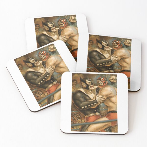 Item preview, Red and Black Luchadors Epic Grapple Poster designed and sold by Piotrek0001.