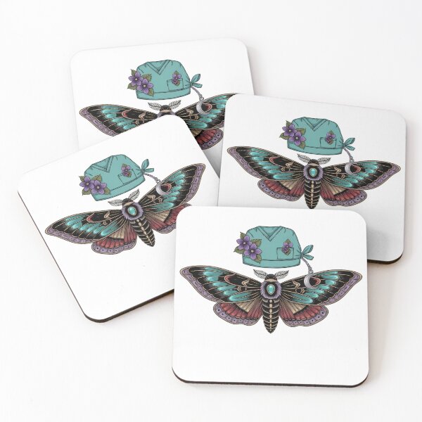 Item preview, Moth Teal Scrub Cap Gift designed and sold by IllumeInk.