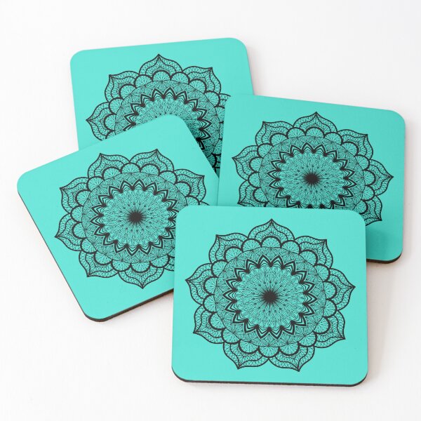 Item preview, Black Mandala on Turquoise designed and sold by CreaTwinkles.