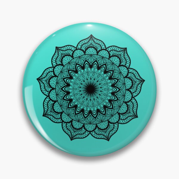 Item preview, Black Mandala on Turquoise designed and sold by CreaTwinkles.