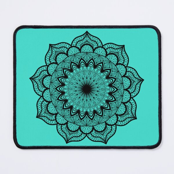 Item preview, Black Mandala on Turquoise designed and sold by CreaTwinkles.