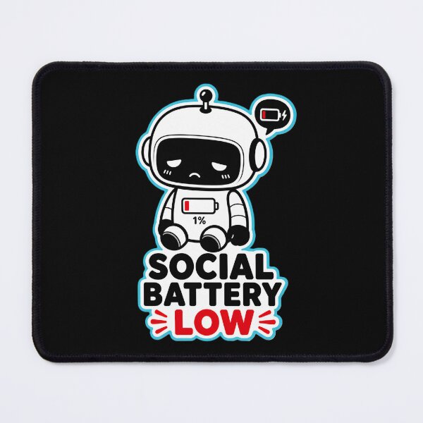 Item preview, Funny Introvert Robot Social Battery Low Kawaii Burnout Humor designed and sold by Rude Bot.