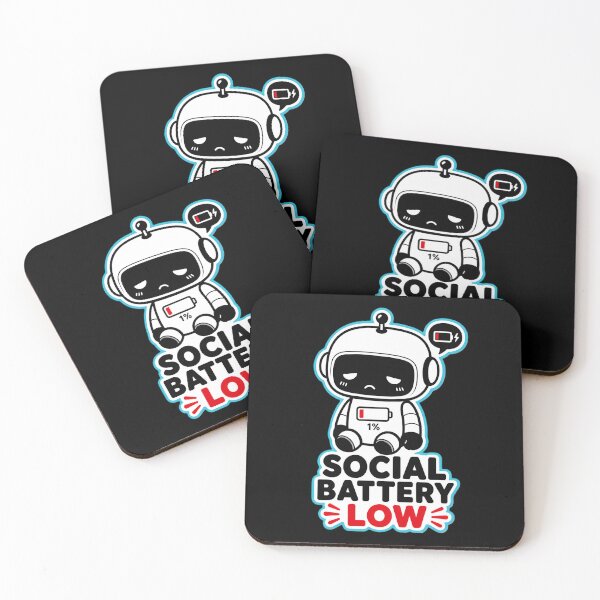 Item preview, Funny Introvert Robot Social Battery Low Kawaii Burnout Humor designed and sold by Rude Bot.