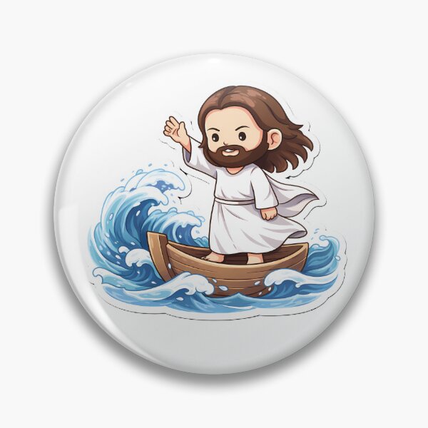 Item preview, Chibi Jesus Calms the Storm Cute Christian Sticker designed and sold by Faithlines.