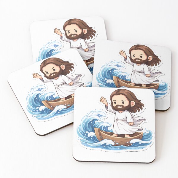 Item preview, Chibi Jesus Calms the Storm Cute Christian Sticker designed and sold by Faithlines.