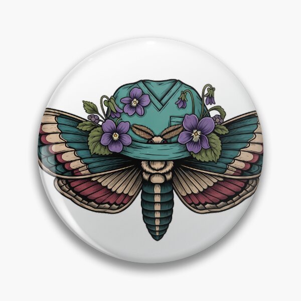 Item preview, Violet Flowers Moth Teal Scrub Cap Gift designed and sold by IllumeInk.
