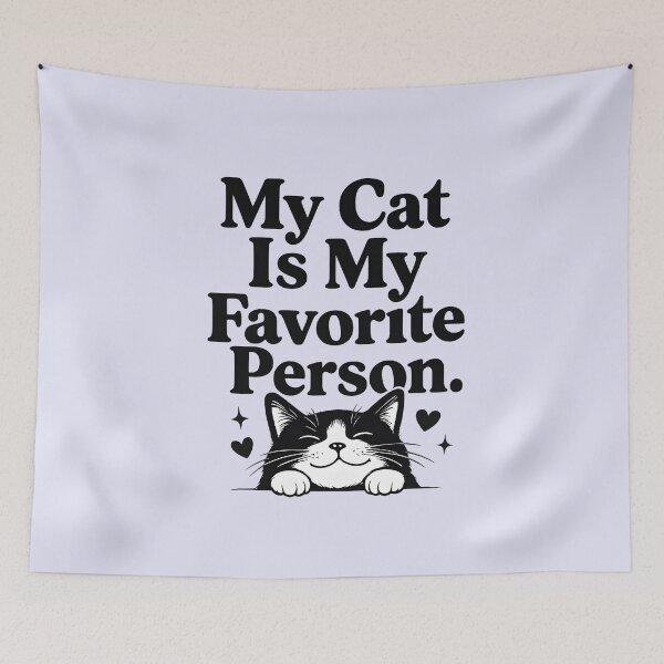 Item preview, My Cat Is My Favorite Person – Cute Black & White Cat Design designed and sold by blankTeeShirt.