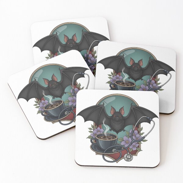 Item preview, Violet Flowers Bat Dark Coffee Cup and Stethoscope Gift designed and sold by IllumeInk.