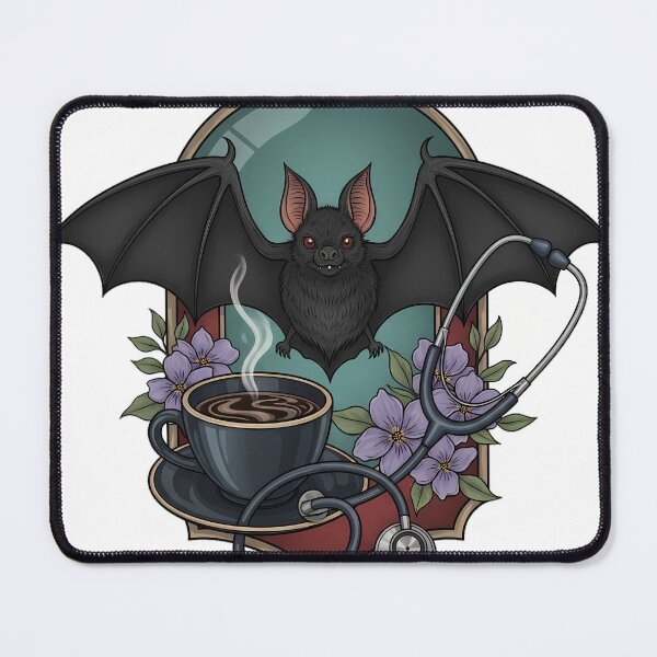 Item preview, Violet Flowers Bat Dark Coffee Cup and Stethoscope Gift designed and sold by IllumeInk.