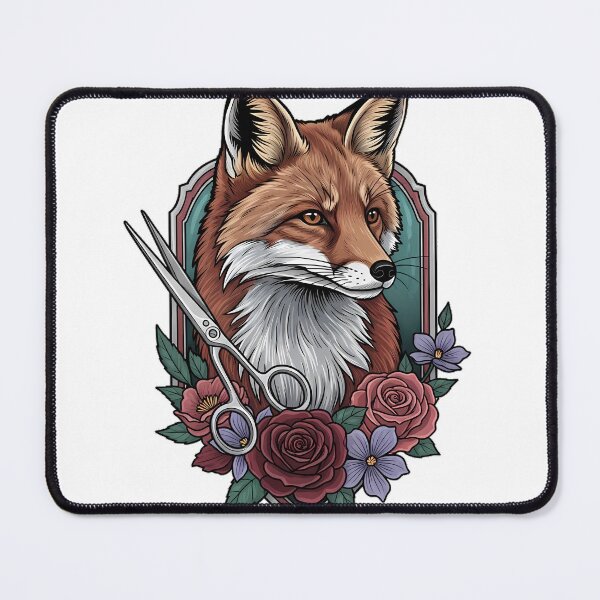 Item preview, Violet Flowers Fox Silver Scissors and Rose Gift designed and sold by IllumeInk.