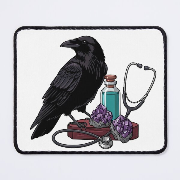 Item preview, Raven Amethyst Crystal Apothecary Bottle and Stethoscope Gift designed and sold by IllumeInk.