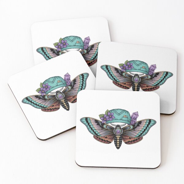 Item preview, Moth Amethyst Crystal Teal Scrub Cap Gift designed and sold by IllumeInk.