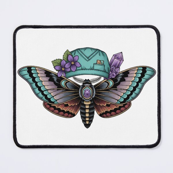 Item preview, Moth Amethyst Crystal Teal Scrub Cap Gift designed and sold by IllumeInk.