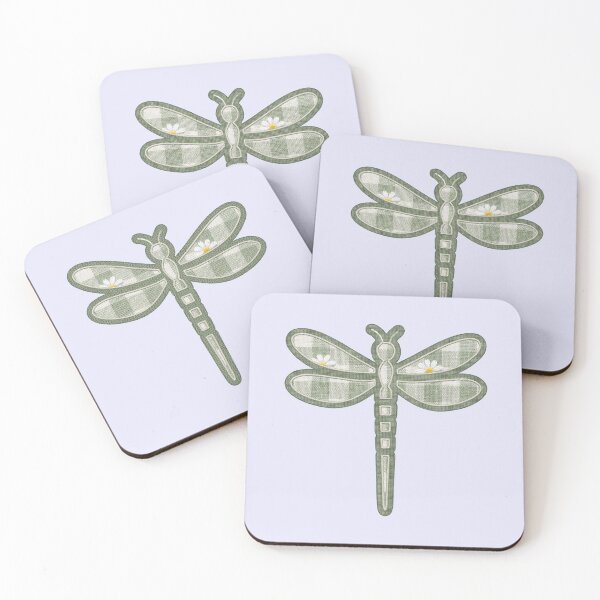 Item preview, Sage Green Checkered Dragonfly Patch - Gingham Daisy Applique designed and sold by thelexiverse.