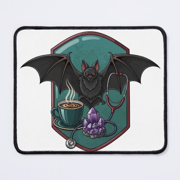 Item preview, Bat Amethyst Crystal Dark Coffee Cup and Stethoscope Gift designed and sold by IllumeInk.