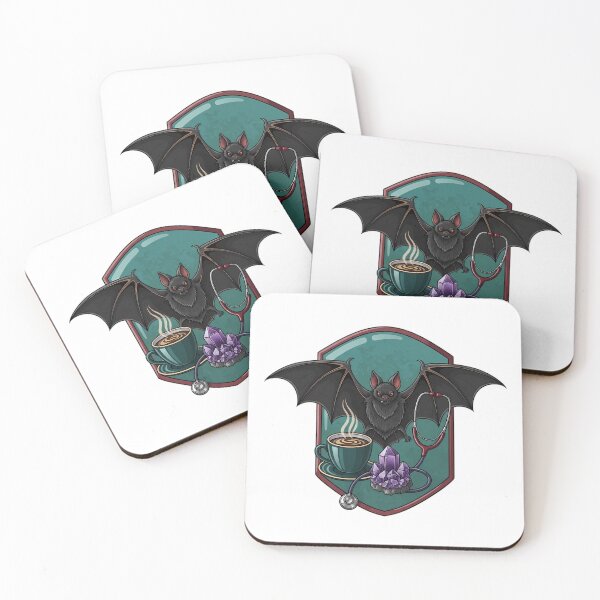 Item preview, Bat Amethyst Crystal Dark Coffee Cup and Stethoscope Gift designed and sold by IllumeInk.
