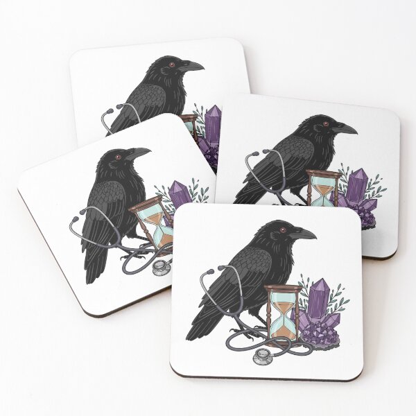 Item preview, Crow Amethyst Crystal Hourglass and Stethoscope Gift designed and sold by IllumeInk.