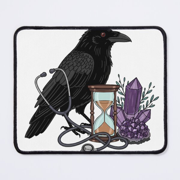 Item preview, Crow Amethyst Crystal Hourglass and Stethoscope Gift designed and sold by IllumeInk.