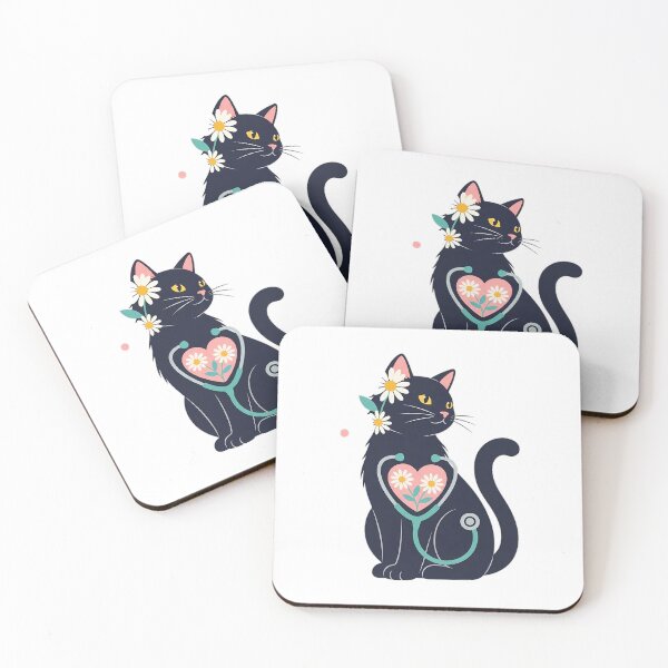 Item preview, Black Cat Stethoscope Shaped Heart Gift designed and sold by pumsquare.