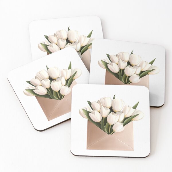 Item preview, White Tulips in Envelope Aesthetic Floral Art designed and sold by katemaxi.