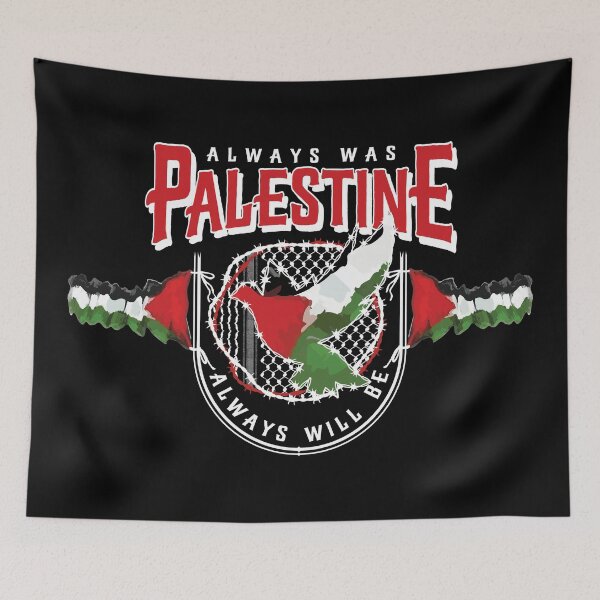Item preview, Always Was Palestine Always Will Be with Palestinian Flags Kufiya Design -White designed and sold by Hurriyyatee.