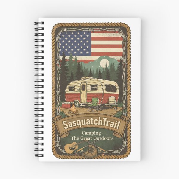 Item preview, USA Camping Adventure - Vintage Caravan & Great Outdoors Art designed and sold by SasquatchTrail.