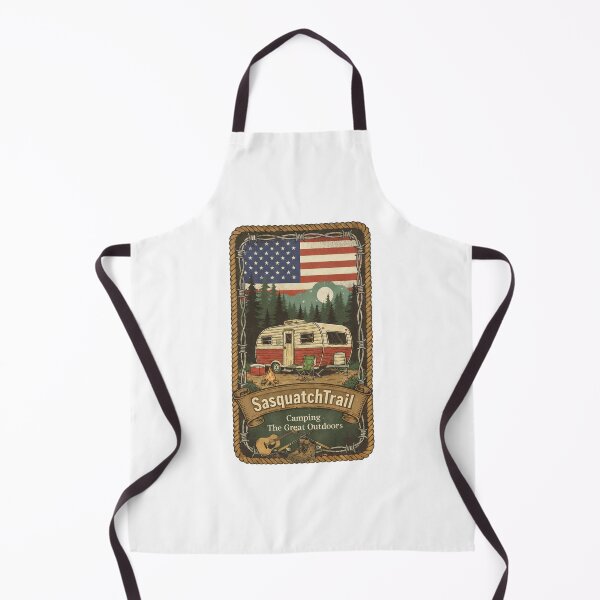 Item preview, USA Camping Adventure - Vintage Caravan & Great Outdoors Art designed and sold by SasquatchTrail.