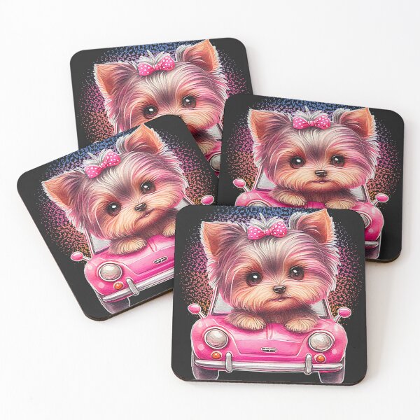Item preview, Adorable Yorkie in Pink Convertible Watercolor Art designed and sold by QuirkyCloud Designs.