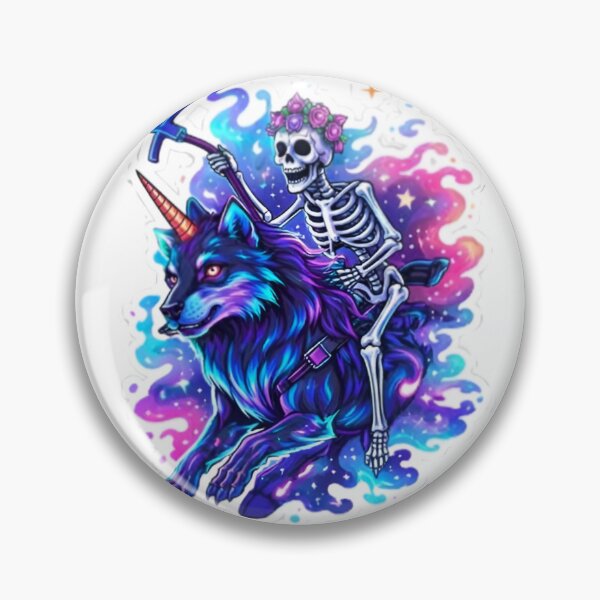 Artikelvorschau, Kosmisches Skelett reitet Neonwolf entworfen und verkauft von bhaveshsticker.