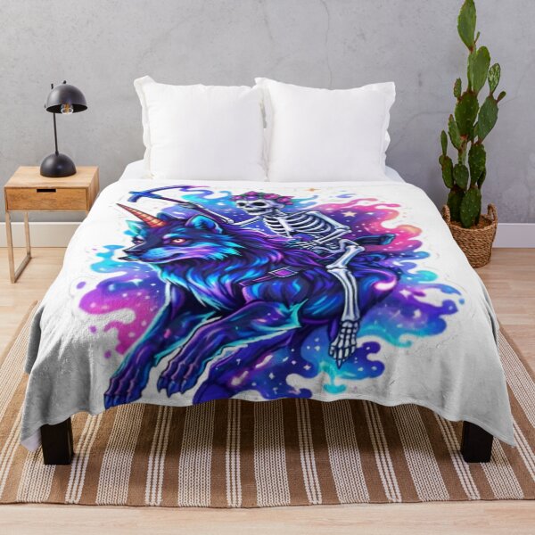 Item preview, Cosmic Skeleton Riding Neon Wolf designed and sold by bhaveshsticker.