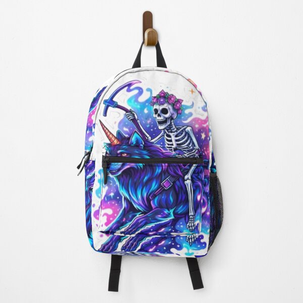 Item preview, Cosmic Skeleton Riding Neon Wolf designed and sold by bhaveshsticker.