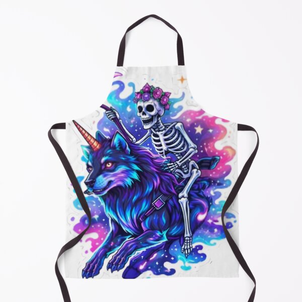 Item preview, Cosmic Skeleton Riding Neon Wolf designed and sold by bhaveshsticker.