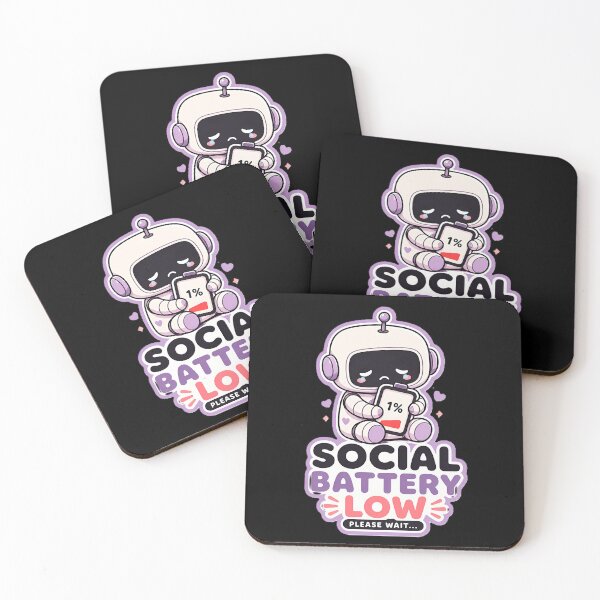 Item preview, Funny Introvert Robot Social Battery Low Kawaii Burnout Humor v2 designed and sold by Rude Bot.