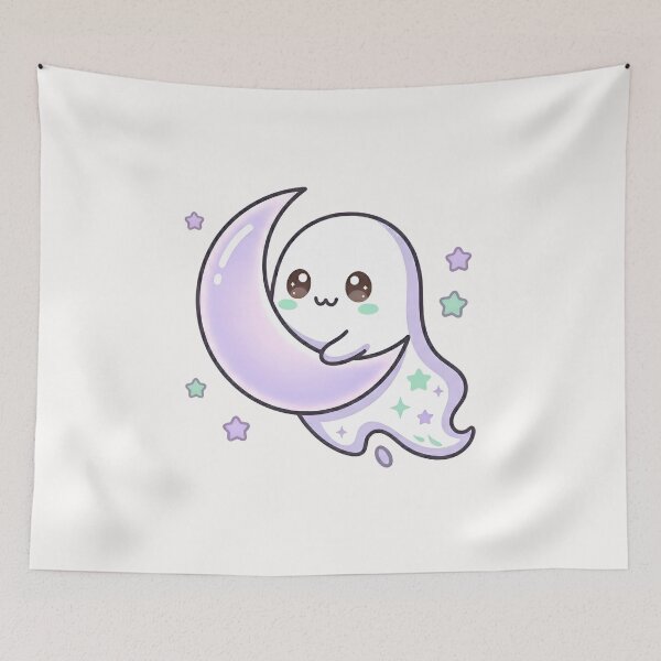 Item preview, Kawaii Pastel Ghost – Hugging Crescent Moon Aesthetic designed and sold by RADesignHub.